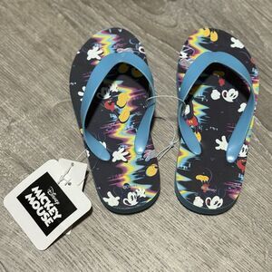 Disney Mickey Mouse Toddler Flip Flops Size EU 19 / US 3-4 Blue Rainbow Wave NWT